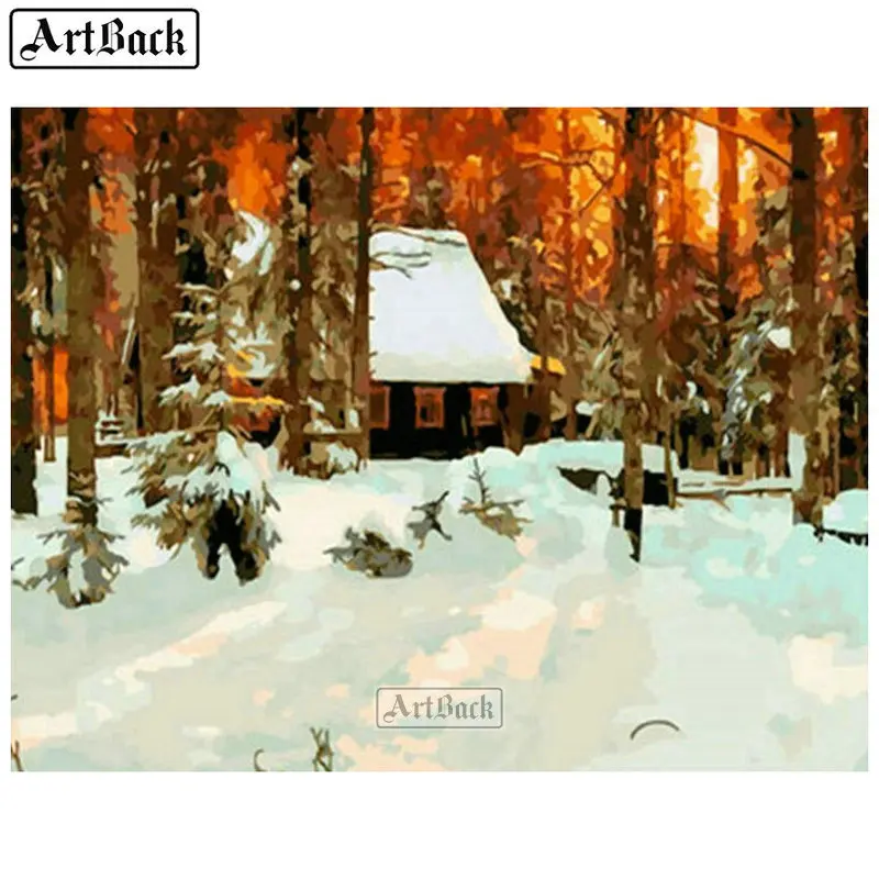 5d diamond painting igloo tree full square &amp round cross stitch landscape 3d mosaic decoration | Дом и сад