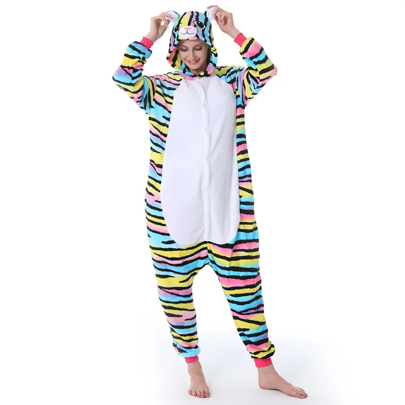 Фланелевая Пижама для взрослых в виде животных единорог пижамы женщин косплей с
