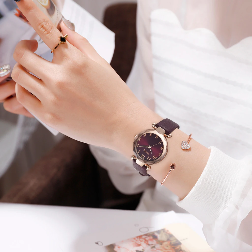 Женские кварцевые наручные часы простые розовые женские в стиле ретро Ulzzang