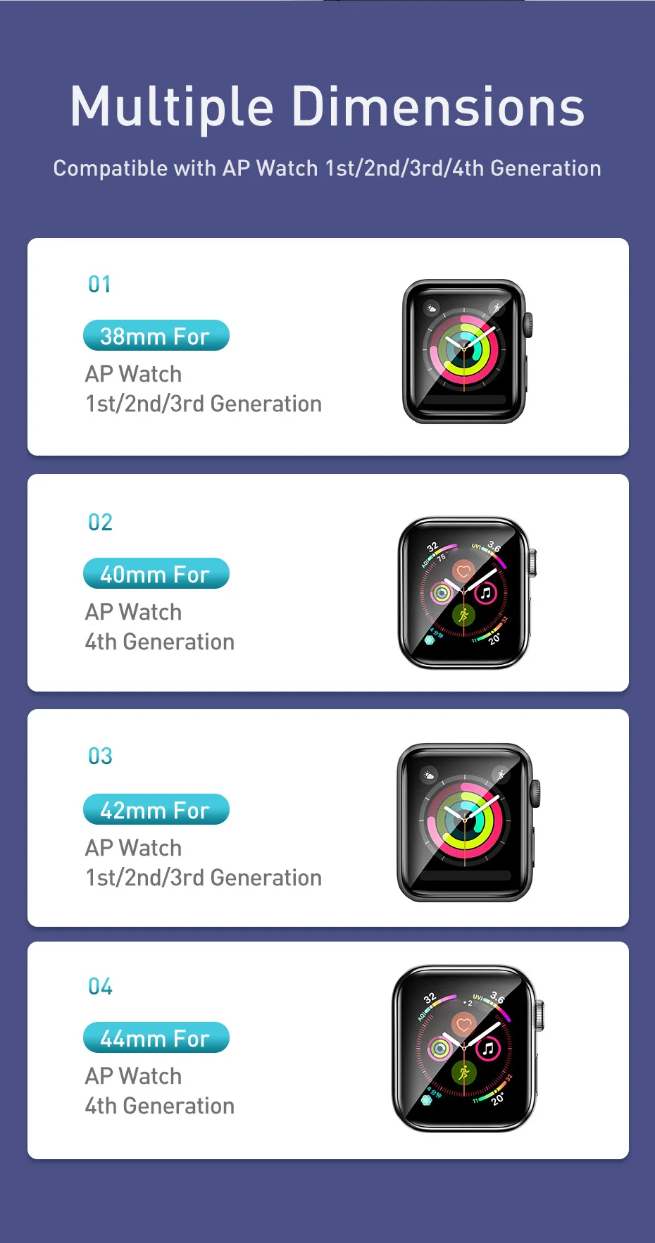 Baseus 0,2 мм Защитная пленка для экрана с полным покрытием для Apple Watch 1 2 3 38 мм 42 мм для Apple Watch 4 5 40 мм 44 мм