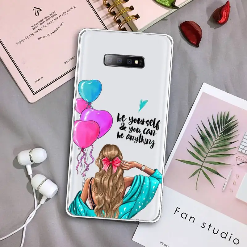 

VOGUE Christmas Princess Girl Female Phone Case Transparent For Samsung Galaxy S A 5 7 8 9 2015 20 edge plus 10 e lite 2019