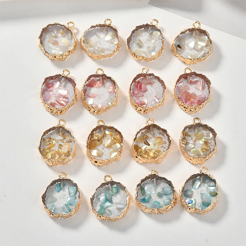 

Красочные ракушки для украшения меди/смолы материал 20 шт./лот круглой формы подвески ручная работа серьги/подвески, ожерелья Аксессуары