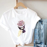 plus size boho clothing t shirt 2021 summer flowers african clothes for women white qute romantic womens fashion t shirts
