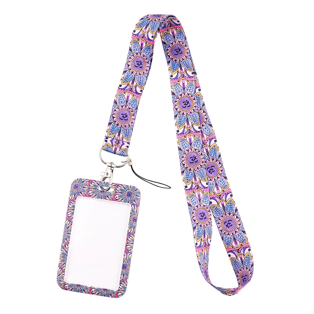 

JF597 Yoga Creative Lanyard Card Holder Student Hanging Neck Cell Phone Lanyard Badge Subway Access Card Holder