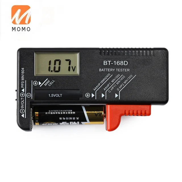 

BT-168D Portable Digital Battery Tester Black Digital Battery Power Measuring Instrument The Function Battery Tester