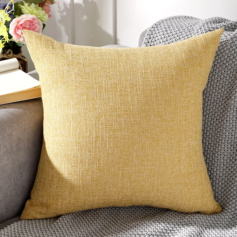 

Pure Color Thickened Linen Sofa Cushion Living Room Pillows Bedside Large Backrest Pillow