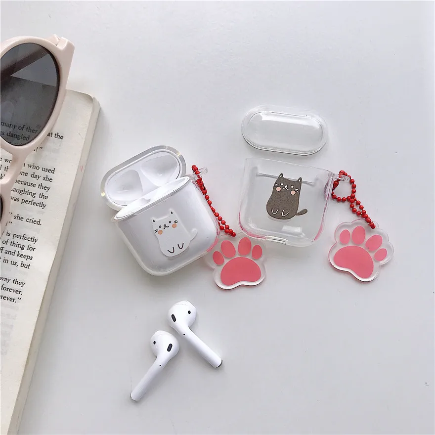 Милый мультяшный Кот с подвеской Чехлы для Apple Airpods защитный чехол фруктовый узор беспроводные Bluetooth наушники силиконовый мягкий чехол