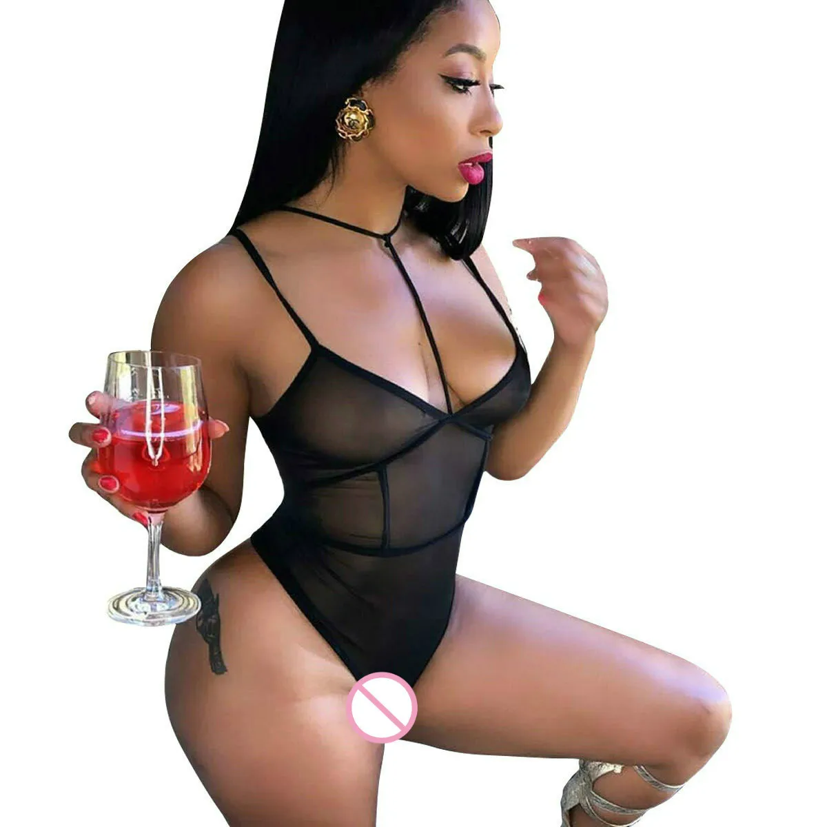 Женское нейлоновое обтягивающее сексуальное бондажное Сетчатое нижнее белье