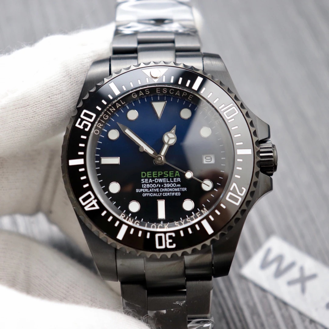 

Mens Watch Deep Black Blue Ceramic Bezel Sapphire Cystal Stainless Steel With Glide Lock Clasp Automatic Mechanical Watches 44mm