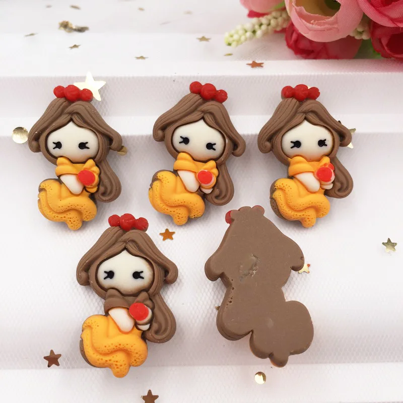 Ручная роспись смолы Kawaii красочные девушки Flatback Камень Кабошон 7 шт. скрапбукинга DIY Декор дома статуэтки ручной работы/оранжевый