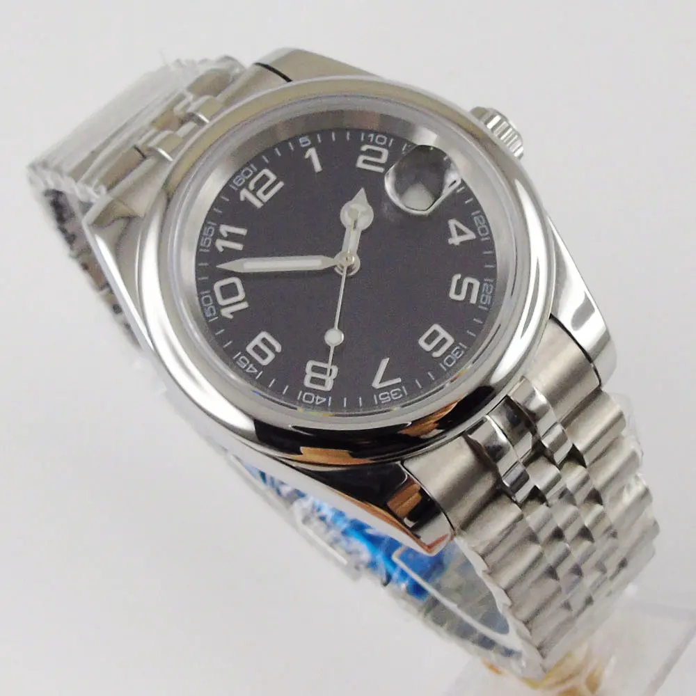 

36mm Automatic Watch Case MIYOTA 8215 Movement Arabic numerals Jubilee Strap Sapphire Glass Solid Back