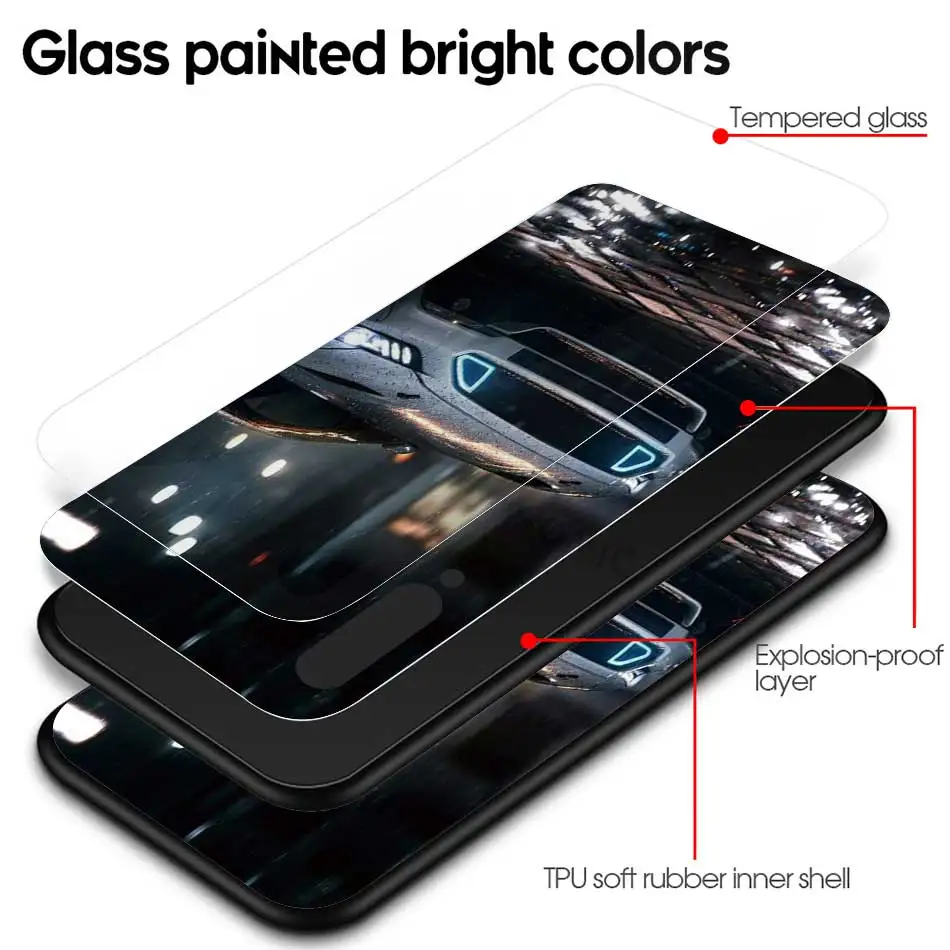 

Sports Cars Male Men Tempered Glass Case for Xiaomi Redmi Note 9S 8 7 Mi Poco X3 NFC 8T 10 Lite 9T 9 10T Pro CC9E 9C Cover