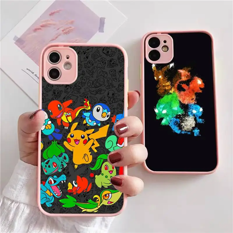 

Cute Anime Pokemones Phone Case For iphone 13 12 11 xr xs x 7 8 pro max Plain Soft TPU Silicone Clear Case Cover