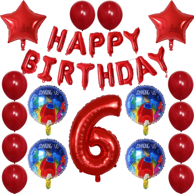 

30Pcs Among Theme Balloon Blue 30 Inch Foil Balloons Happy Birthday Party Decorations Kids Gifts Toys Air Globos Baby Shower