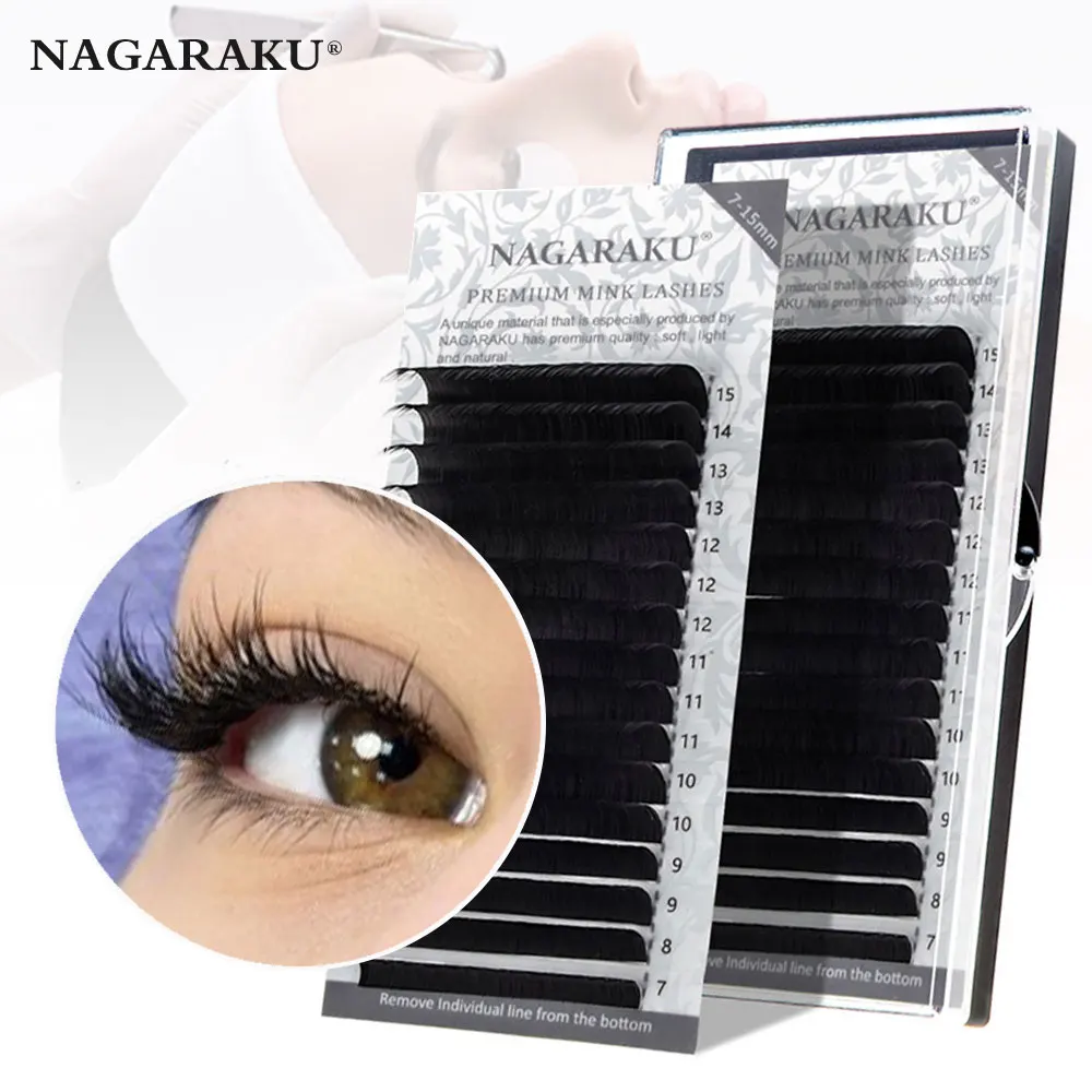 NAGARAKU Classic Mix Sizes 7~15mm Mink Extension Eyelashes Natural Soft Individual False Eyelash