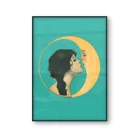 Винтажная девушка поцелуй Луна холст искусство Принт человек в Луне художественный Декор античное лицо Луна настенный художественный плакат картина холст картина