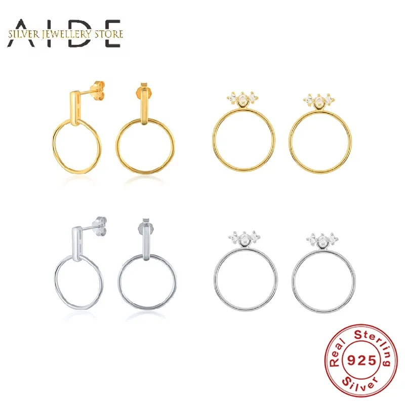 AIDE минимализм круг серьги со шпилькой для женщин с геометрическим рисунком