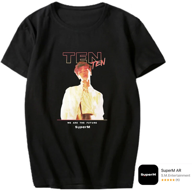 Новинка Футболка Kpop SuperM AR BAEKHYUN KAI MARK TAEMIN TEN TAEYONG LUCAS футболка с круглым вырезом и