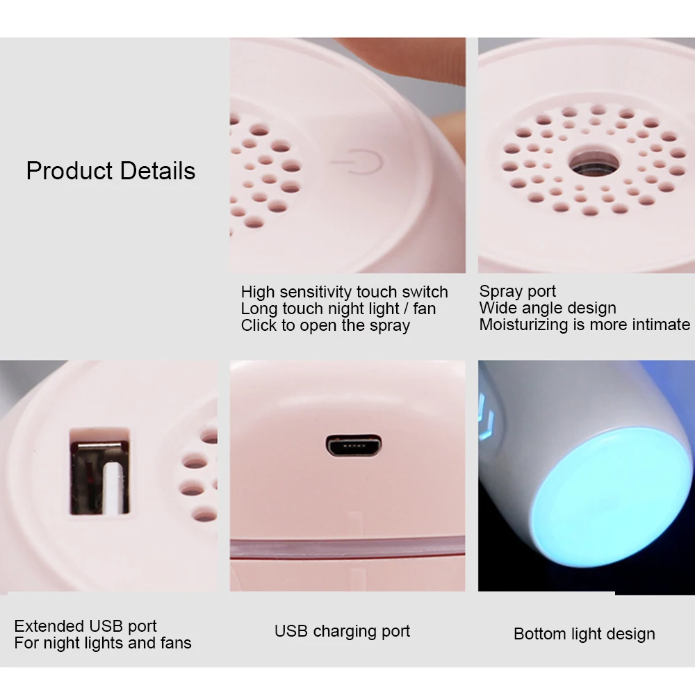 Ультразвуковой увлажнитель воздуха 220 мл аромараспылитель USB со светодиодной