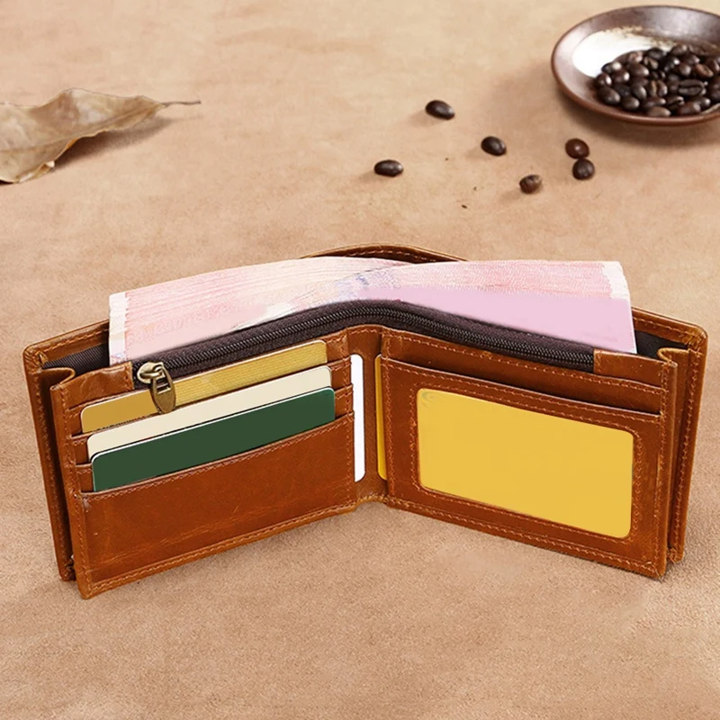 

Large Capacity Men's Wallet Retro PU Leather Zipper Wallet