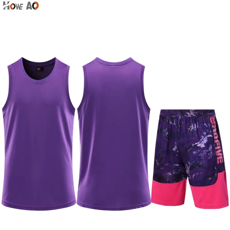 

HOWE AO Mens Sports Suit Breathable Jersey Set Sportswear Running Jogging shorts Gym Wear Sportsman Fitness Workout Clothes