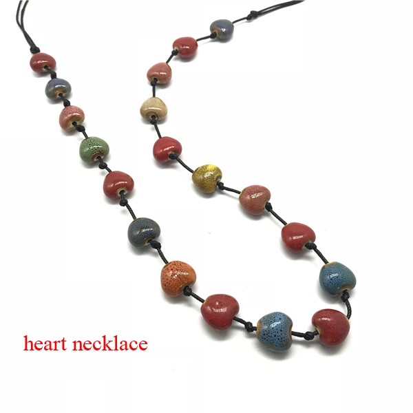 Богемное регулируемое длинное ожерелье с керамическим цветком и узлом для