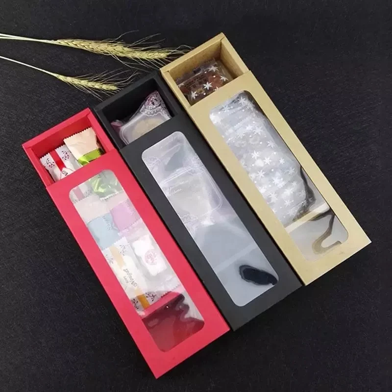 

10PCS Clear PVC Window Swiss Roll Paper Boxes Rectanglar Long Cake Dessert Boxes Baking Packing Boxes (Kraft Paper)