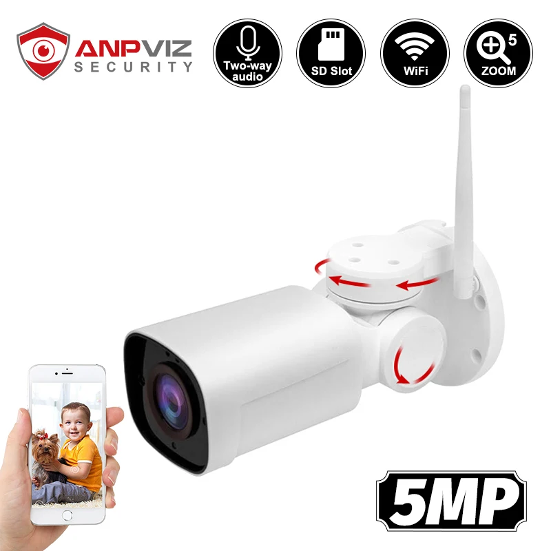 Anpviz 5MP IP Камера Wi Fi на открытом воздухе Поддержка 5X зум встроенный микрофон и