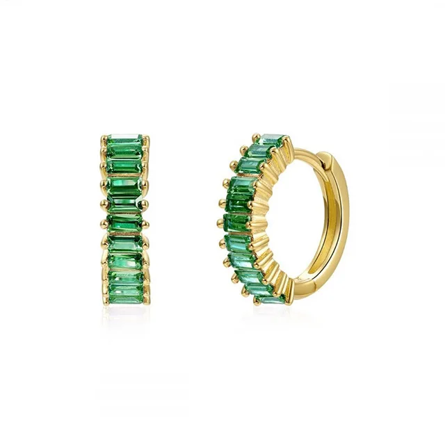 

Colorful Small Rectangle Circle Hoop Earrings for Women Wedding Jewelry Geometry Huggie Earrings 925 Sterling Silver Pendientes