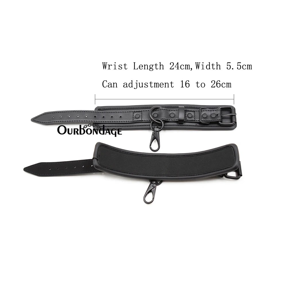 Ourbondage из искусственной кожи в стиле ретро Регулируемый наручники ограничения