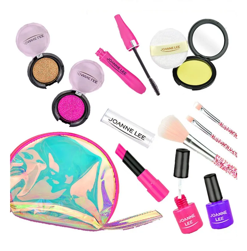 

Girl Pretend Play Make Up Toy Simulation Cosmetics Pink Makeup Set Princess Beauty Plastic Play House Toy Lipstick Eyeshadow