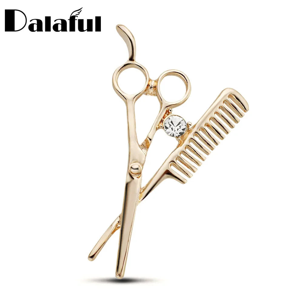 Dalaful модная расческа Брошь Ножницы Шляпа платье воротник зажимы Bijoux хиджаб с кристаллами булавки броши для свадебных ювелирных изделий Z029