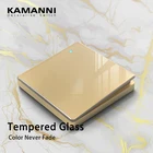 Kamanni выключатель света,Золотой светильник с переключателем 123 банды 12 пути   10 А, стеклянный кнопочный переключатель, золотой переключатель, пластина, ст  андарт ЕС, 110 В, розетка, золото
