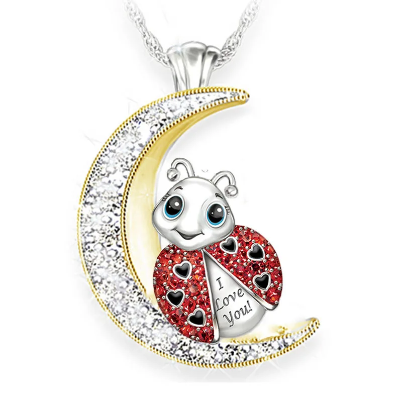 

Necklace Women Locket Birthday Gift Accessories Lady's Pendant With Diamond Moon Festi Stainless Steel Jewelry Anniversary