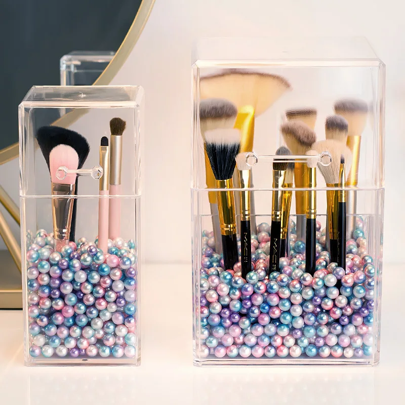 Держатель кисти с крышкой акриловый прозрачный макияж косметический столешница