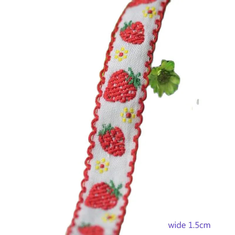 Кружевная лента с вышивкой клубники шириной 1 5 см обрезная сделай сам шнур для