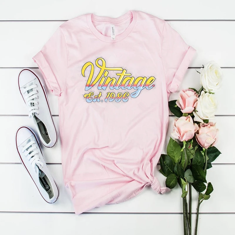

Vintage 1986, 35th Birthday Shirt For Him or Her, 35 Birthday Gift For Women Men, Birthday Party Shirts Summer casual T-shirt