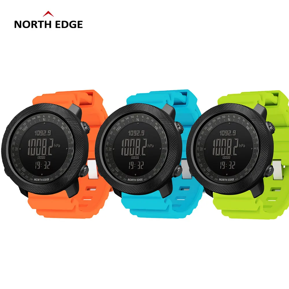 Оригинальные мужские цифровые часы NORTH EDGE водонепроницаемые с компасом 50 м