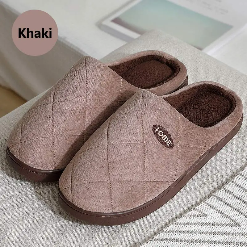 

2022 shoes men slippers warm plush house indoor slipper man shoes plaid comfortable casual male slippers dropshipping