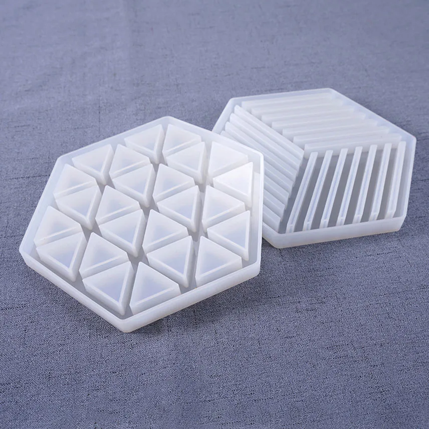 

Silicone Coasters Mould Hollow Out forms Epoxy Resin Stripe Triangle Placemat Mold Table Crystal Transparent DIY Plaster Figures