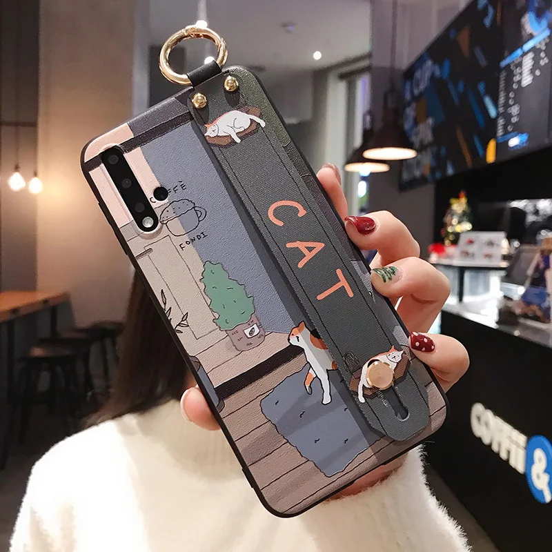 P10 P20 Nova5i P30 Pro Чехол 3D Comic Cat TPU чехол на запястье для Huawei Lite P Smart Z Mate 30 20 10
