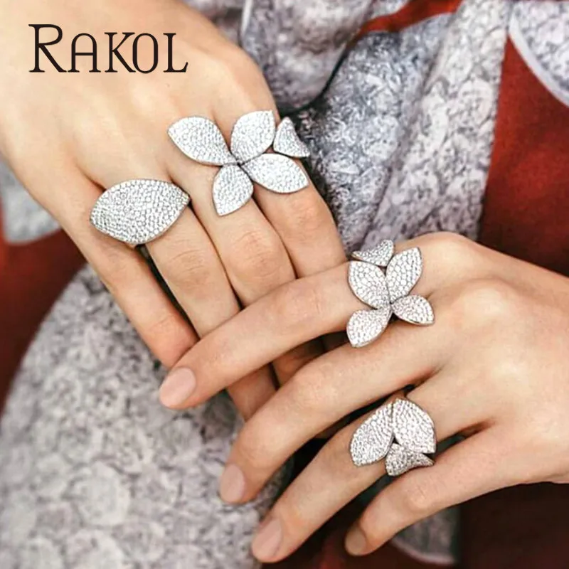 Обручальные кольца RAKOL уникальный дизайн форма листа кубический циркон