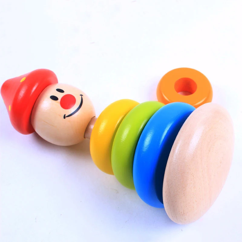 Детская деревянная с радугой башней кольцо строительные блоки для