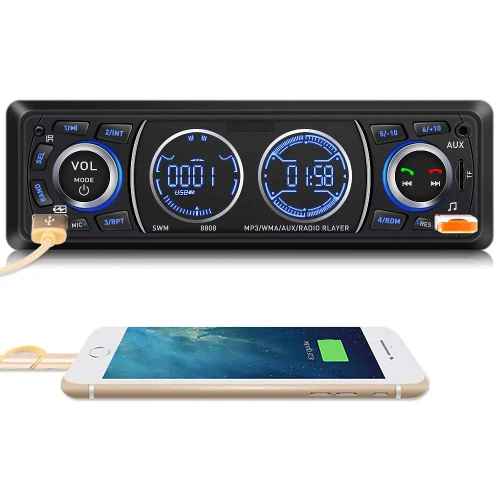 1 Din Bluetooth автомобильное радио авто MP3 стерео аудио плеер с FM радио AUX TF карта U Диск Играть микрофон дистанционное управление Авторадио
