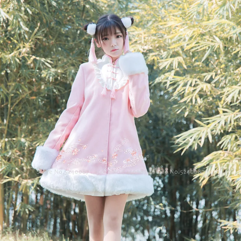 Китайский новый год Женский традиционный Qipao Tang костюм зимнее пальто для девочек