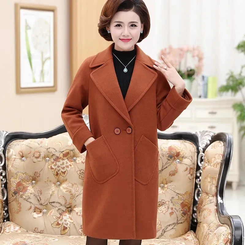 

Элегантная приталенная шерстяная куртка, женское осенне-зимнее пальто на одной пуговице из смесовой шерсти, пальто для мам, верхняя одежда ...