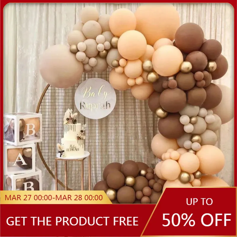 

114pcs Balloons Garland Brown Mama To Be Later Balloon 5-18inch Baby Shower Happy Birthday Double Apricot New Year Decoration