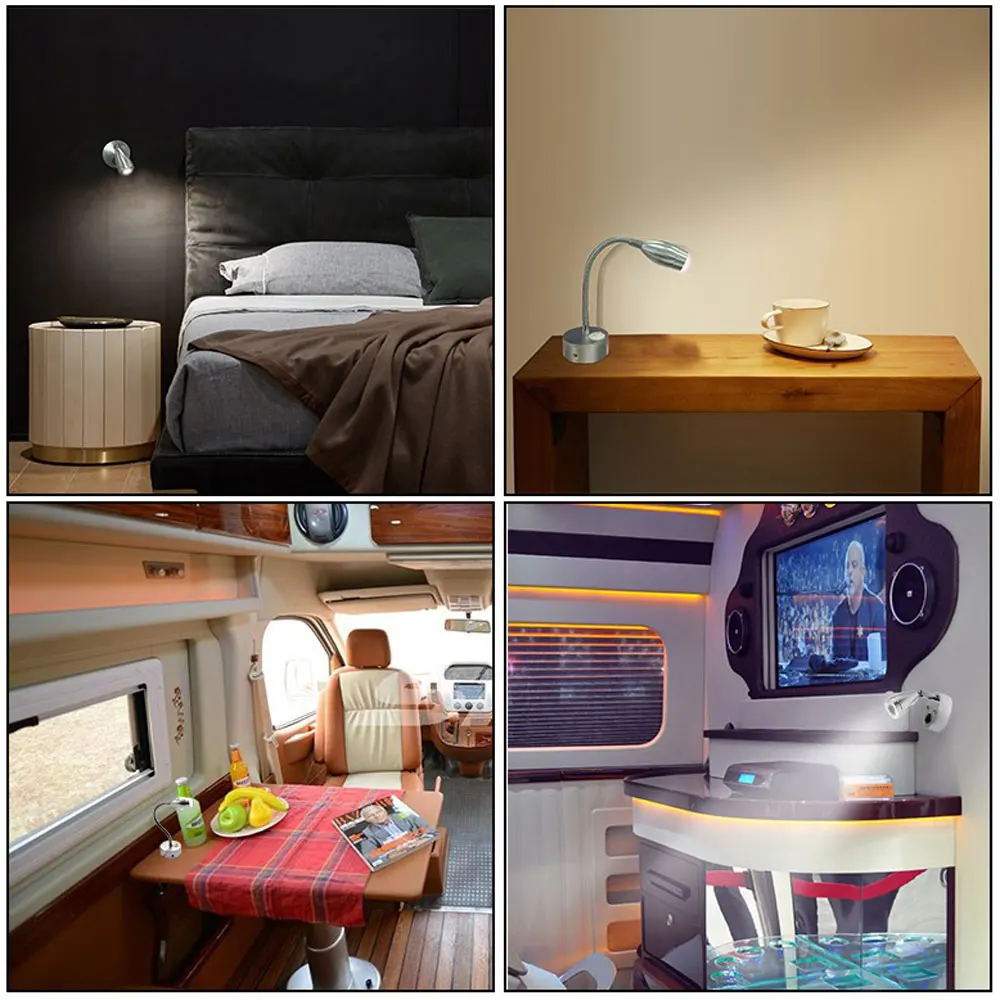 

Gooseneck LED Reading Light Gooseneck LED Reading Light 3W 1W Bedside Wall Lamp with Switch,Designed For Boat,Yacht,Motorhome,Ho