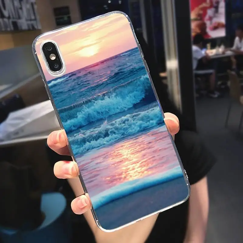

Waves big sea landscape Phone Case Transparent for iPhone 6 7 8 11 12 s mini pro X XS XR MAX Plus