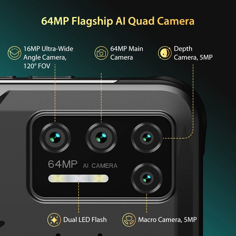 UMIDIGI-tel&eacute;fono inteligente BISON GT, m&oacute;vil resistente al agua IP68/IP69K, Helio G95, c&aacute;mara cu&aacute;druple ia de 64MP, NFC, 8GB + 128GB, 6,67 pulgadas, FHD + 33W de carga-3